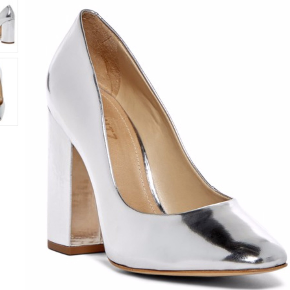 Schutz 6.5 cynthia metallic leather pump silver
